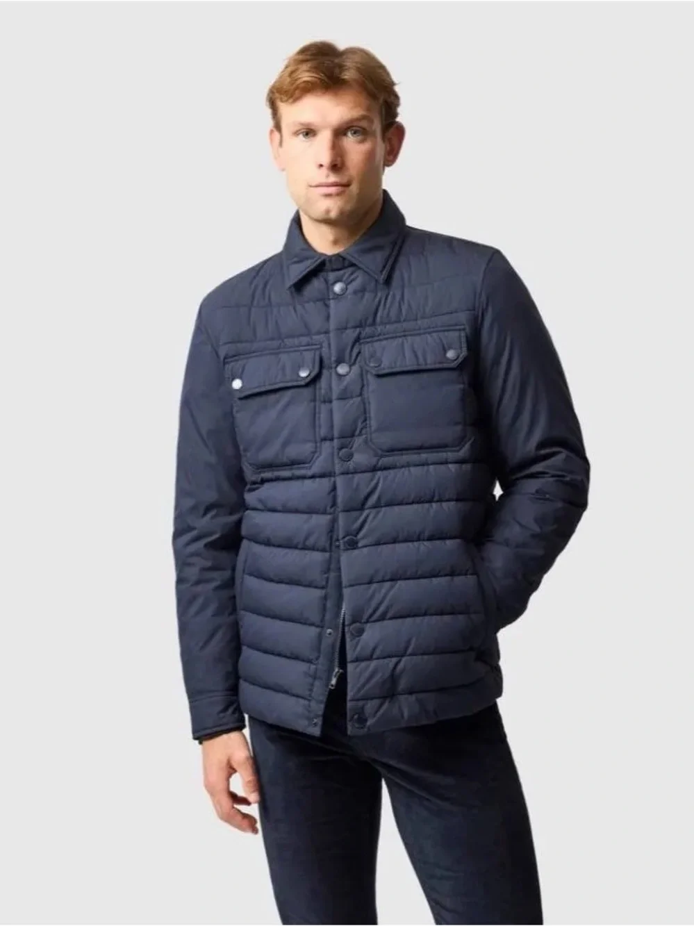 Banana Republic Primaloft Dark Navy Quilted Puffer Shirt-Jacket